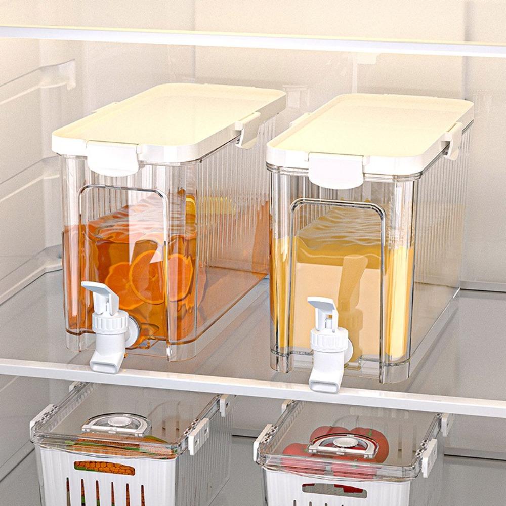Bouilloire Froide Transparente pour Réfrigérateur Grande Capacité Distributeur de Boissons Glacées Pichet à Jus Camping en Plein Air