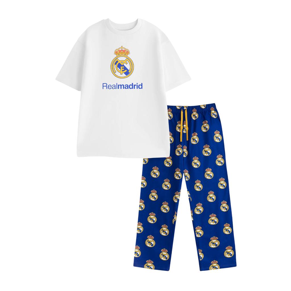 Real Madrid CF Conjunto de Pijama Largo de Manga Corta para Hombre