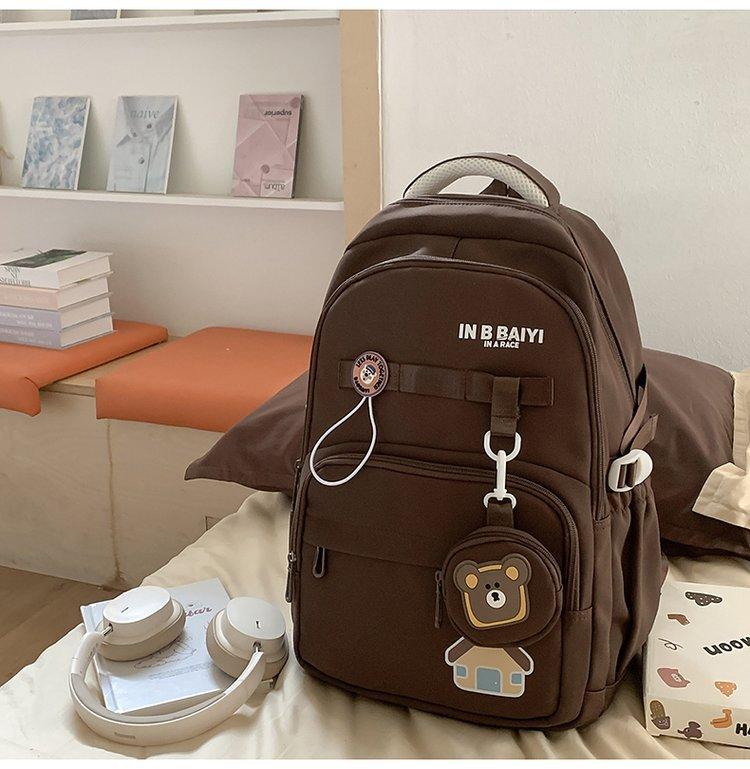 Schoolbag new schoolbag college students junior high school students girls lightweight simple ridge protection versatile large capacity backpack