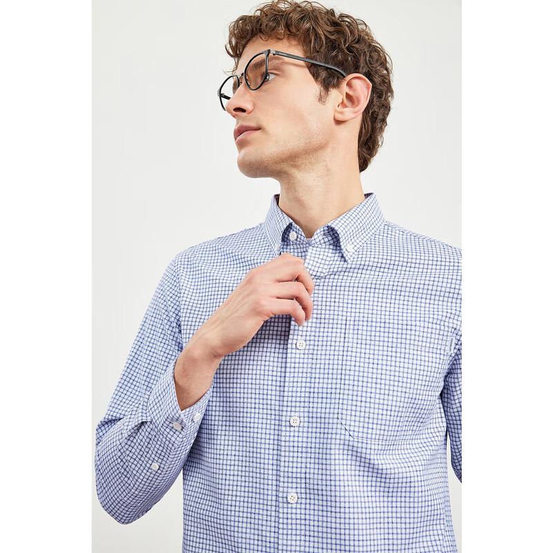 Septwolves Men's Easy-Care Plaid Casual Shirt