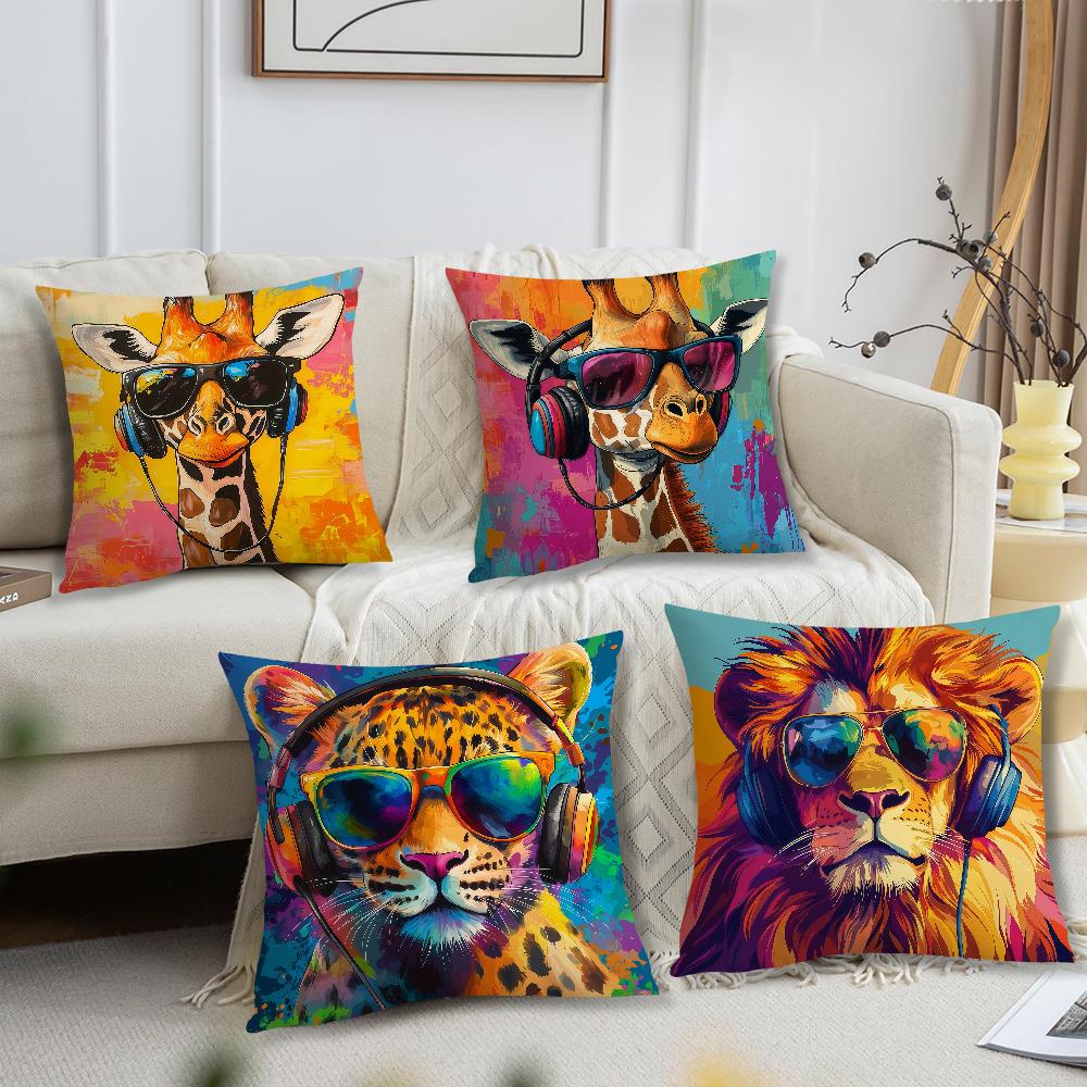 Giraffe Lion Leopard Style Trendy Cool Style Cushion Cover For Pillow Printing Sofa Decoration Car Room Office Nordic Simplicity