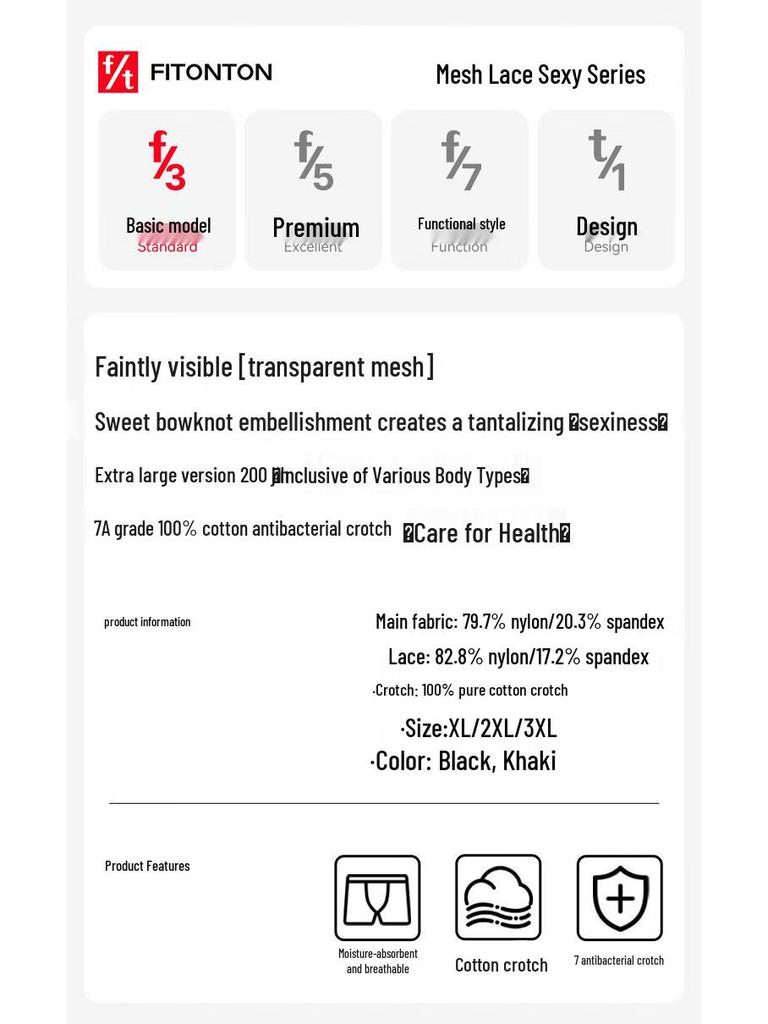 FitonTon Women's 2-Pack Sexy French Lace Sheer Briefs