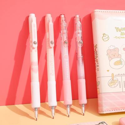 4pcs Sweet Love Gel Pens Set Eternity Pink 0.5mm Ballpoint Quick Dry Black Color Ink for Writing