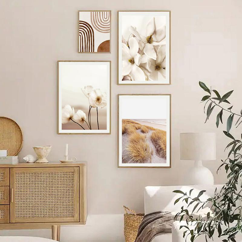 Skandynawia obraz ścienny na płótnie drzewo kwiatowe plaża abstrakcyjny krajobraz plakaty i druki zdjęcia do wystroju salonu