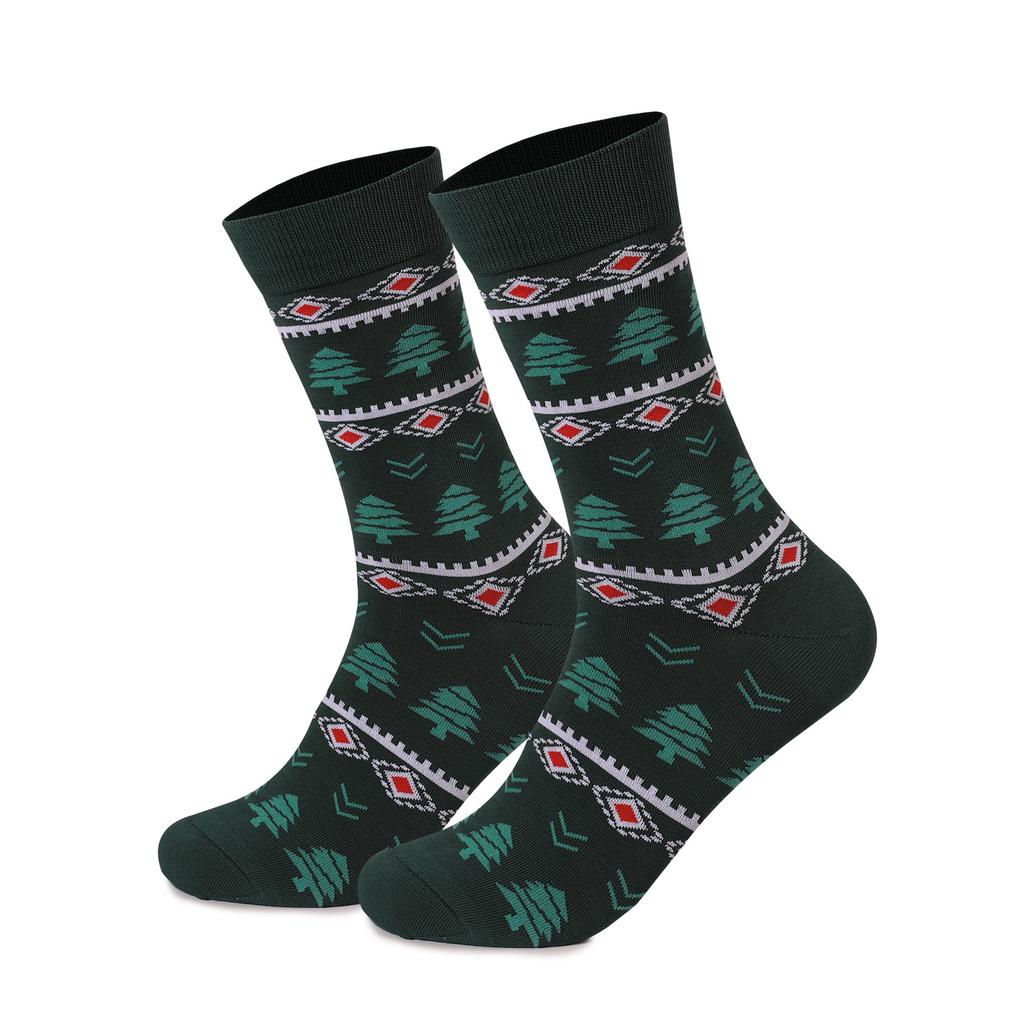 Adult Christmas Christmas Tree Snowflake Wave Pattern Ethnic Style Warm Absorbent Odor-Resistant Mid-Calf Socks