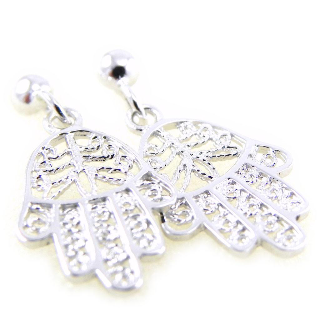 

Les Trésors De Lily [E7627] - Серебряные серьги «Рука Фатмы» (родиевое покрытие) - 17x10 мм