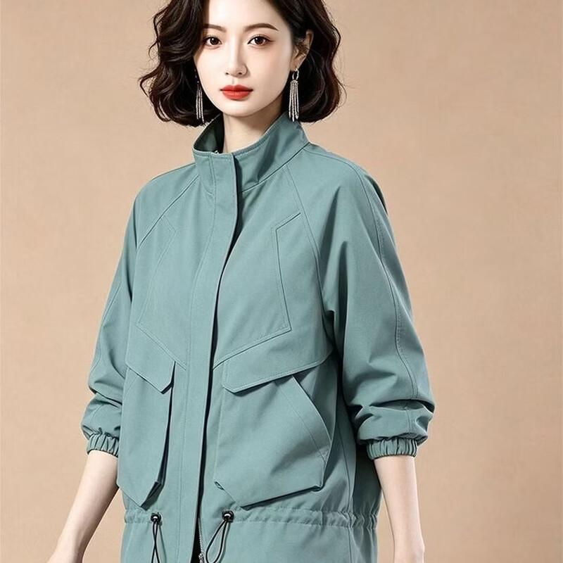 EST+II Women's Retro Utility Drawstring Stand-Collar Jacket