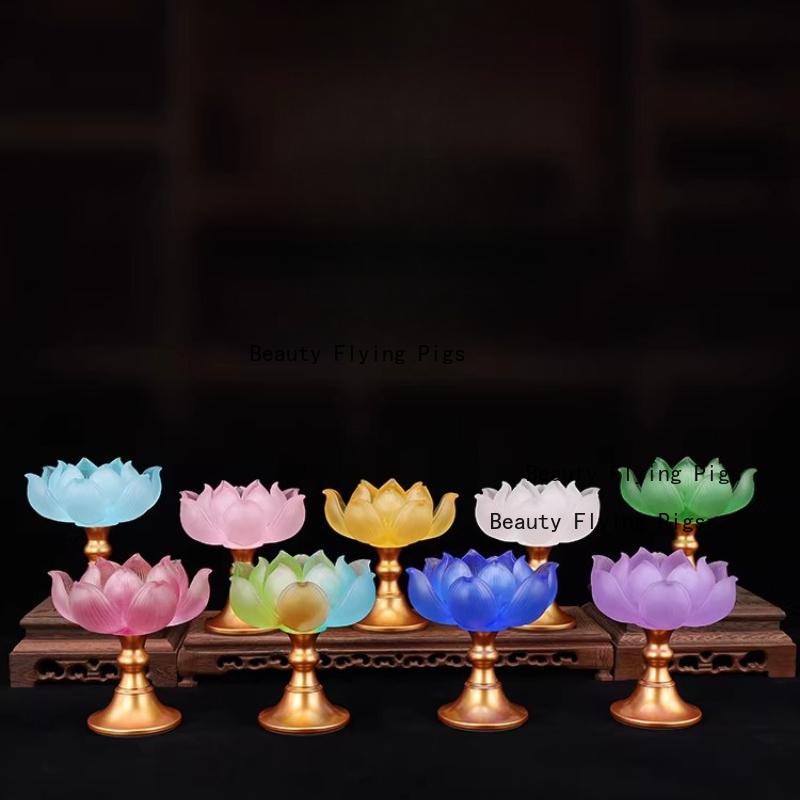 1pc Glazed Candle Holder Lotus Candle Holder Temple Sacrificial Candle Holder Chinese Buddhist Utensils No Candles Included