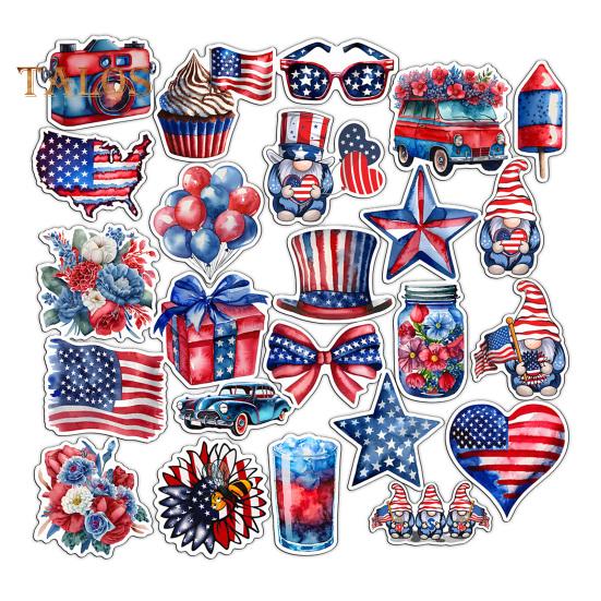 14/17/23/24Pcs USA Independence Day Refrigerator Magnet Waterproof PVC Patriotic 4th of July Festival Cartoon Magnetic Decoration Ornament