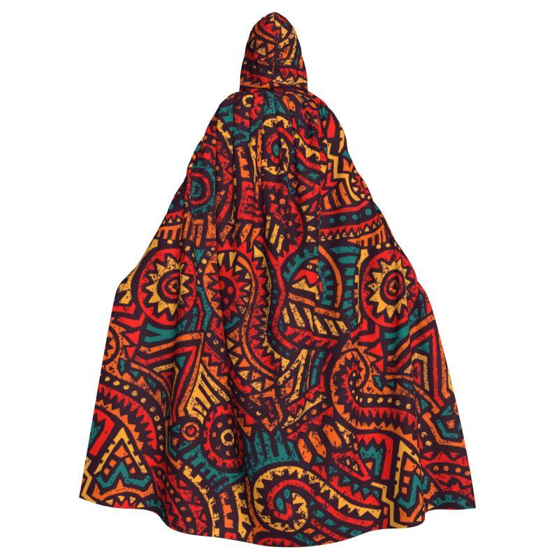 

Africa Ethnic Tribal Art Print Hooded Cloak Unisex Polyester Hood Cloak Witch Cape Costume Accessory One Size