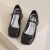 Feeënschoenen retro zilver Franse avondwind niche vierkante neus zachte enkele schoenen damesschoenen dikke hak Mary Jane damesschoenen hoge hakken