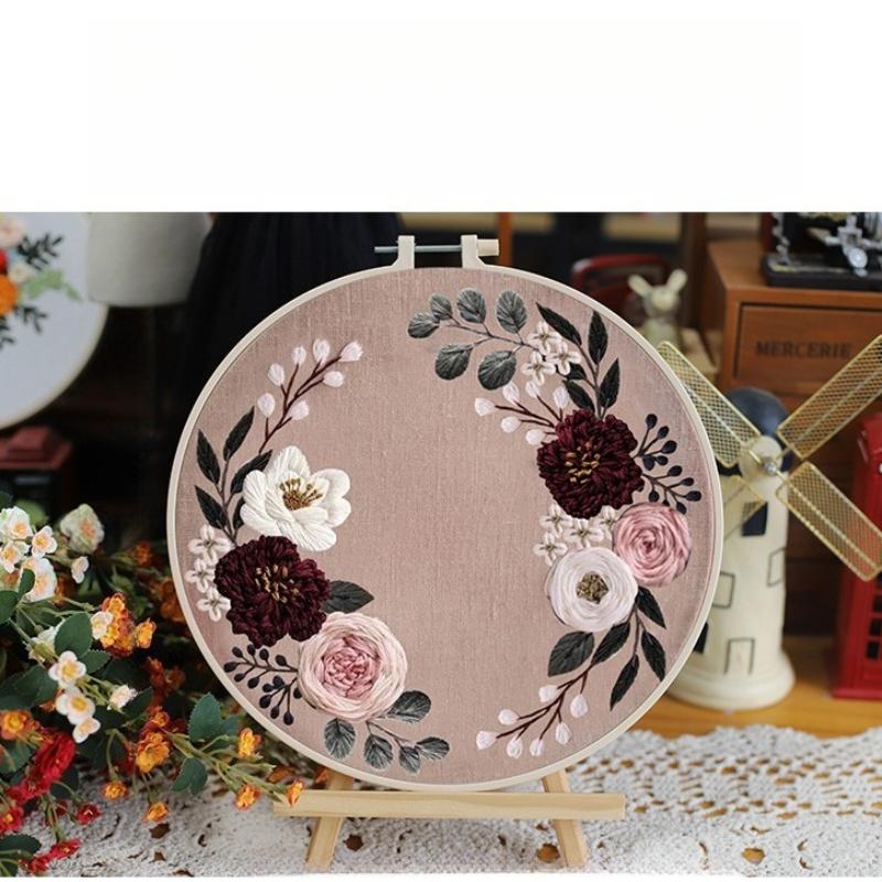 1pc Floral Embroidery DIY Fabric Craft Kit with Tools
