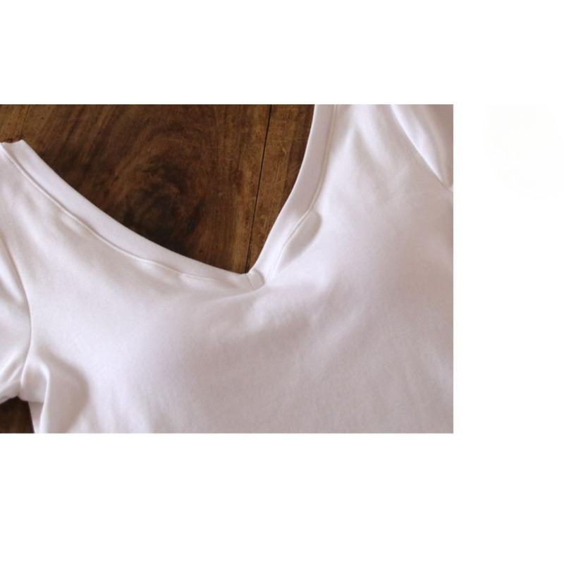 Short-sleeved Vest Women's V-neck No Bra Chest Cushion Base Layer Backless Top