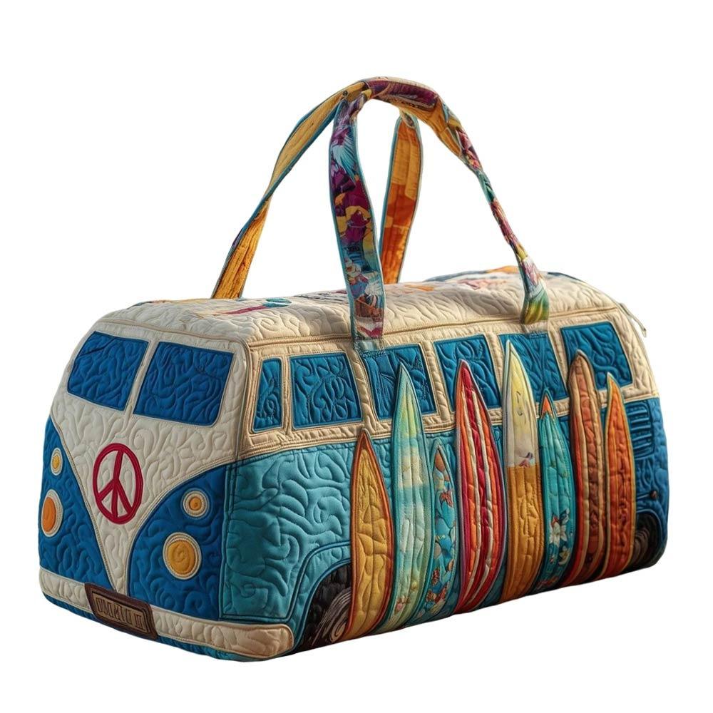 

Quilted Cotton Quilted Travel Bag Hippie Vibe Boho Style Printed Yoga Bag 3D Design Mushroom Print Weekender Bag Overnight Stay