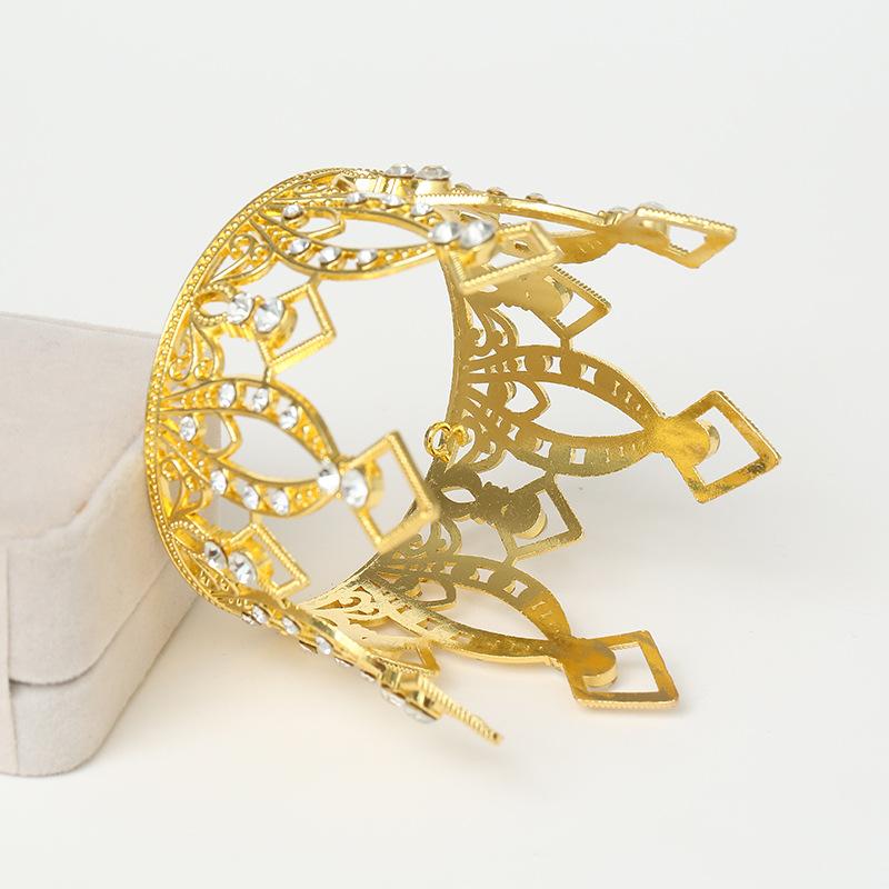 Baroque Dance Crown Birthday Cake Decoration Children's Alloy Round Gold Silver Small Crown Headdress