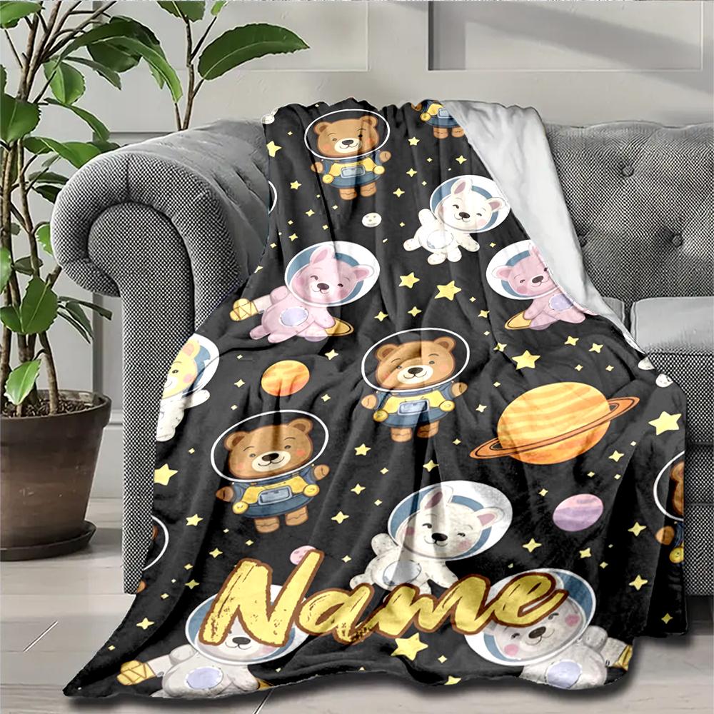 Custom Name Animals Theme Printed Blanket - Perfect for Couch, Bed, Travel & Outdoor Use | Machine Washable, Cozy & Durable.