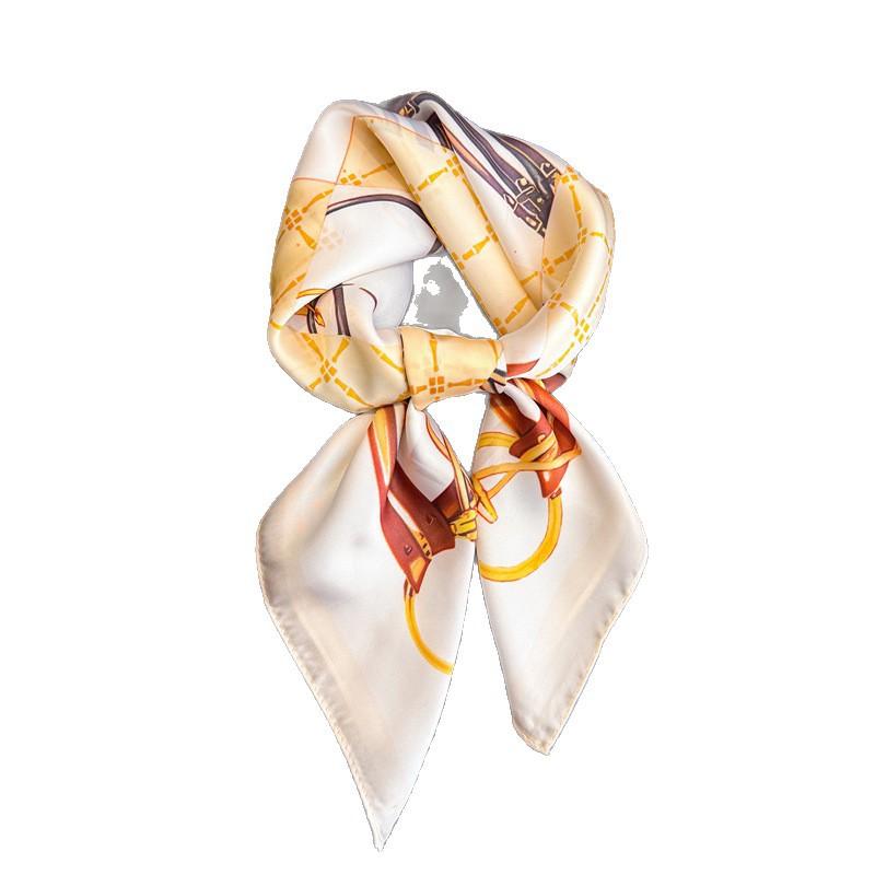 European and American Chain Simulation Silk Printing Silk Scarf Square Scarf High-end Shawl Sunscreen Neck Professional Scarf Headscarf Scarf