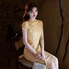 Yellow national style new Chinese Suzhou cheongsam improved young women's high sense small daily medium and long summer