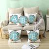 Blue Letter Pattern Throw Pillow Cover With Short Plush Print Living Room Sofa Decoration Cushion Cover Pillow Covers Decorative