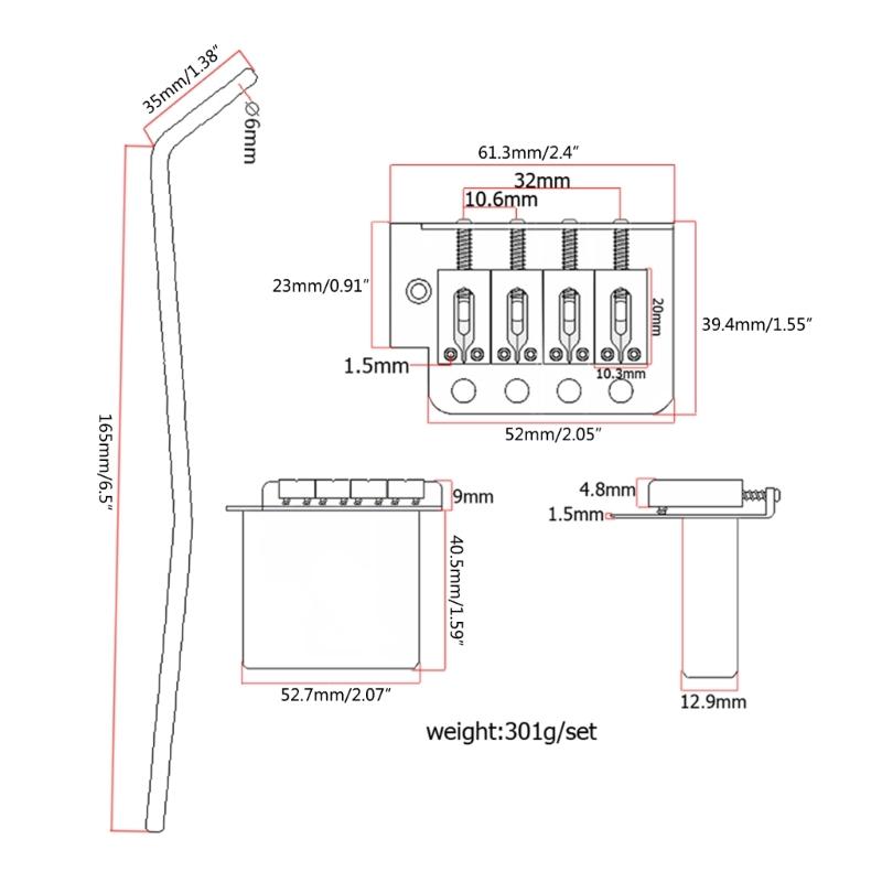 4 String Cigar Box Guitar Tremolo Bridge Kit for Four-Stringed Instruments