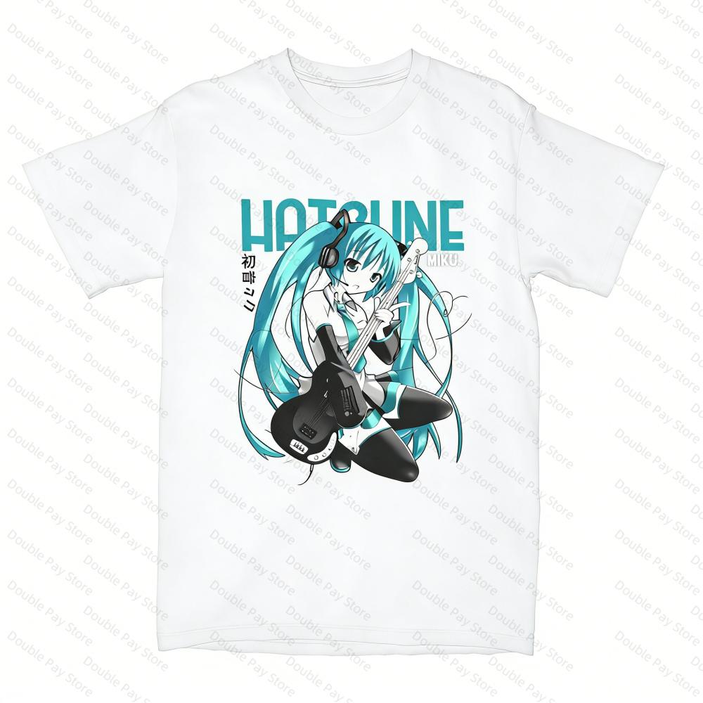 

Unisexs hatsune miku Guitar T Shirts Tops Summer Streetwear ShortSleeved Unisexs YK2 TShirt O Neck Fashion Design Tee Women Shirt S