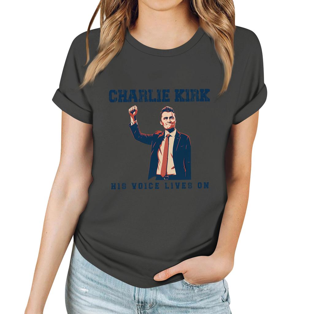 Women's Casual Printed T-Shirt Round Neck Pullover Short Sleeve Top