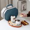 Chinese retro minimalist Dehua coarse pottery Lingxue pot portable four cups outdoor travel tea set business trip souvenir
