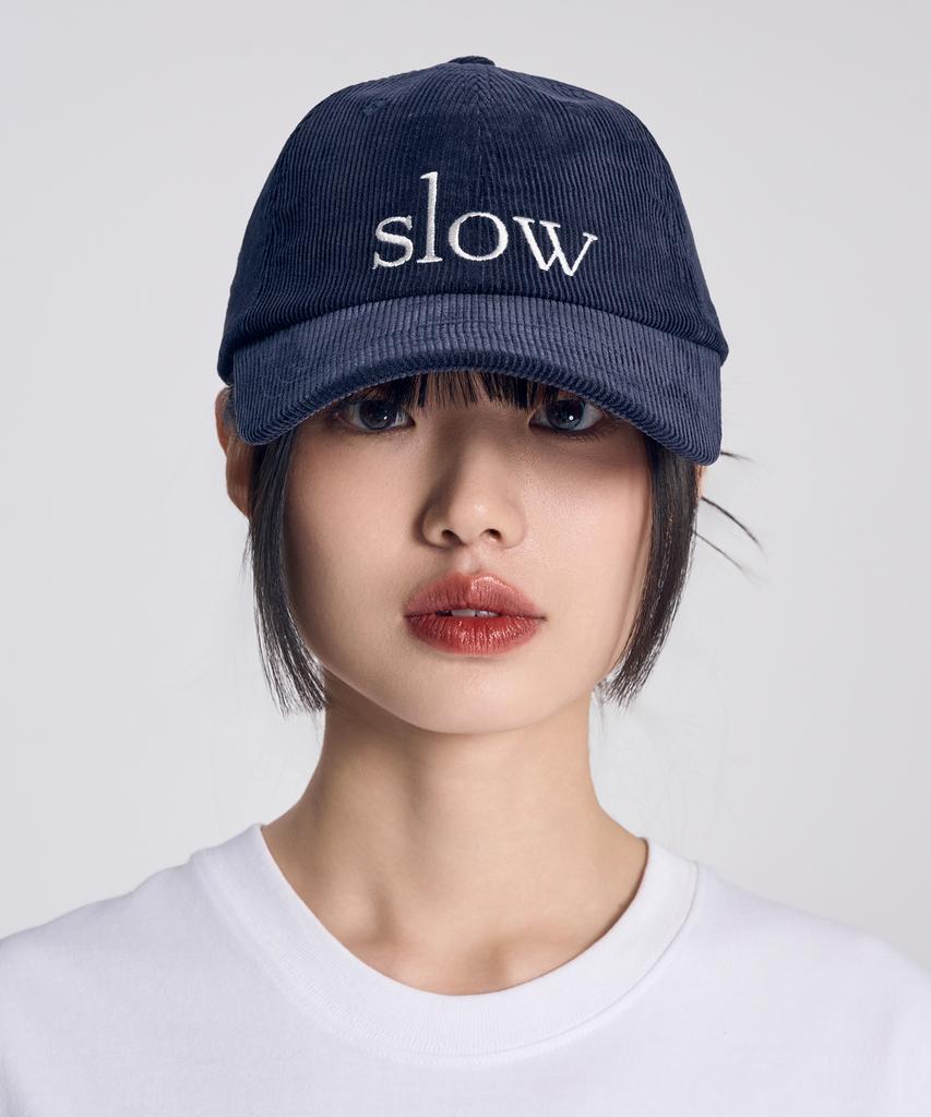 SLOW RECORD HOUSE Slow Corduroy Ball Cap_Navy