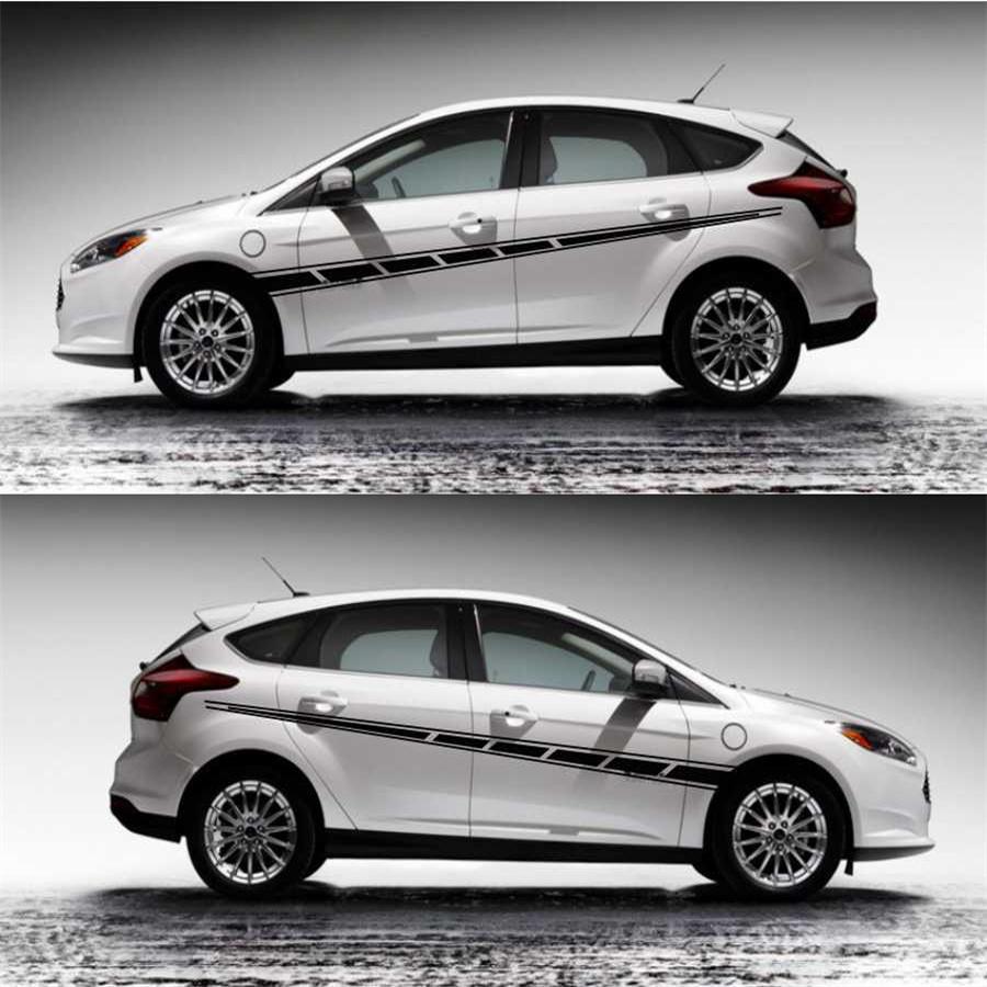 2x Car Body Sticker Streamline Style Side Strip Wrap Vinyl Film Decal Matt Black