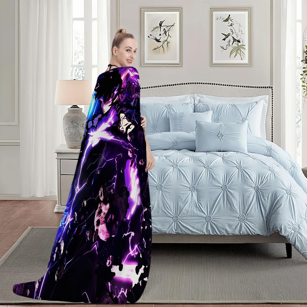 Anime Sung Jinwoo Blanket Plush Nap Sofa Rug for Living S-Solo L-Leveling Room Office Bedroom Birthday Home Travel Kid Gifts