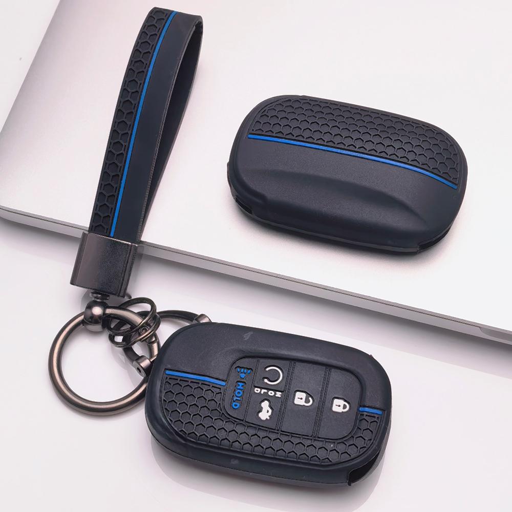 Soft Silicone Car Key Ring Strap for Honda Civic Accord Inspire HRV CRV Pilot Odyssey ZR V Honeycomb Texture Wear Resistant Key Ring Holder Protector