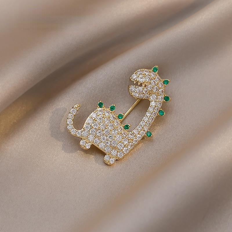 Cute Crystal Exquisite Dinosaur Brooches Pins For Women Kids Sweet Animal Jewelry Bag Clothing Brooch Pin Accessories Gift