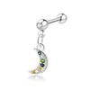 Zircon Stainless Steel Cartilage Stud Earrings - European & American Style