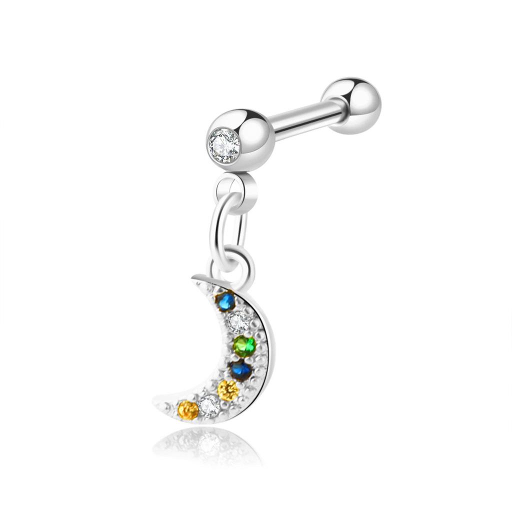 Zircon Stainless Steel Cartilage Stud Earrings - European & American Style