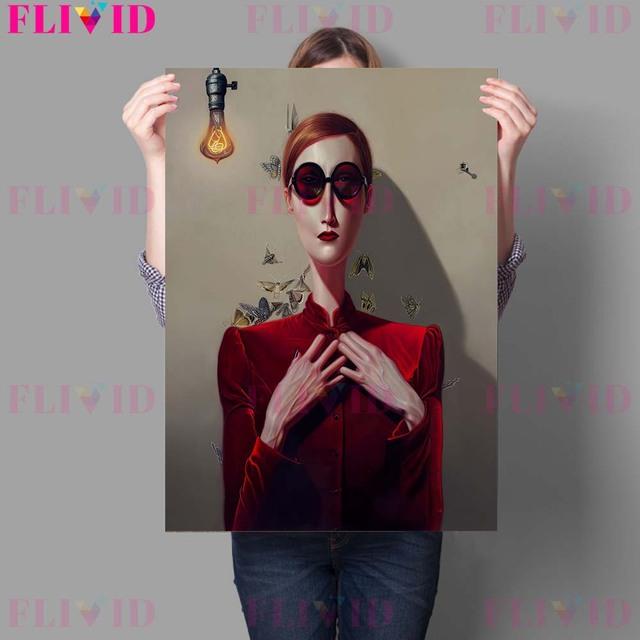 Charming Witch Modern Abstract Wall Art Oil Painting Butterfly Lady Dream Art Poster