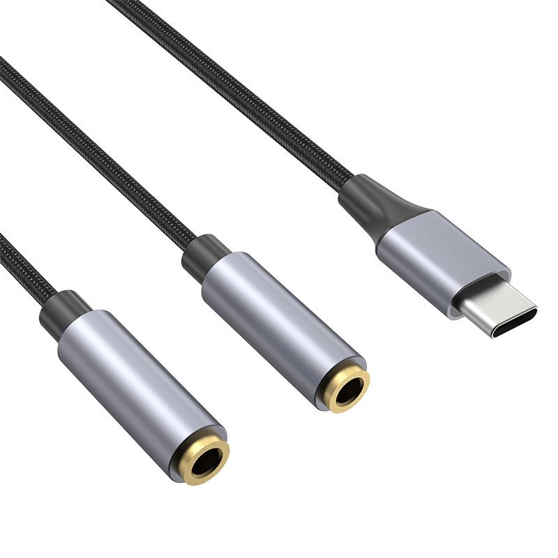 25cm Type-C To 3.5mm Audio Splitter Cable Headphone Adapter for Smartphone Computer