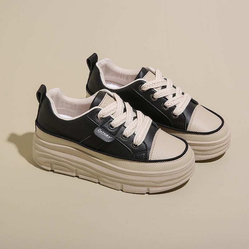 W3616 New Board Shoes Solid Color 2024 Autumn Tide Little White Shoes Platform Sports Casual Shoes Student Shoes