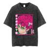 Anime The Disastrous Life of Saiki K Graphic Print Tshirt Men Women  Vintage Washed Cotton Oversized Harajuku Style Summer Tees