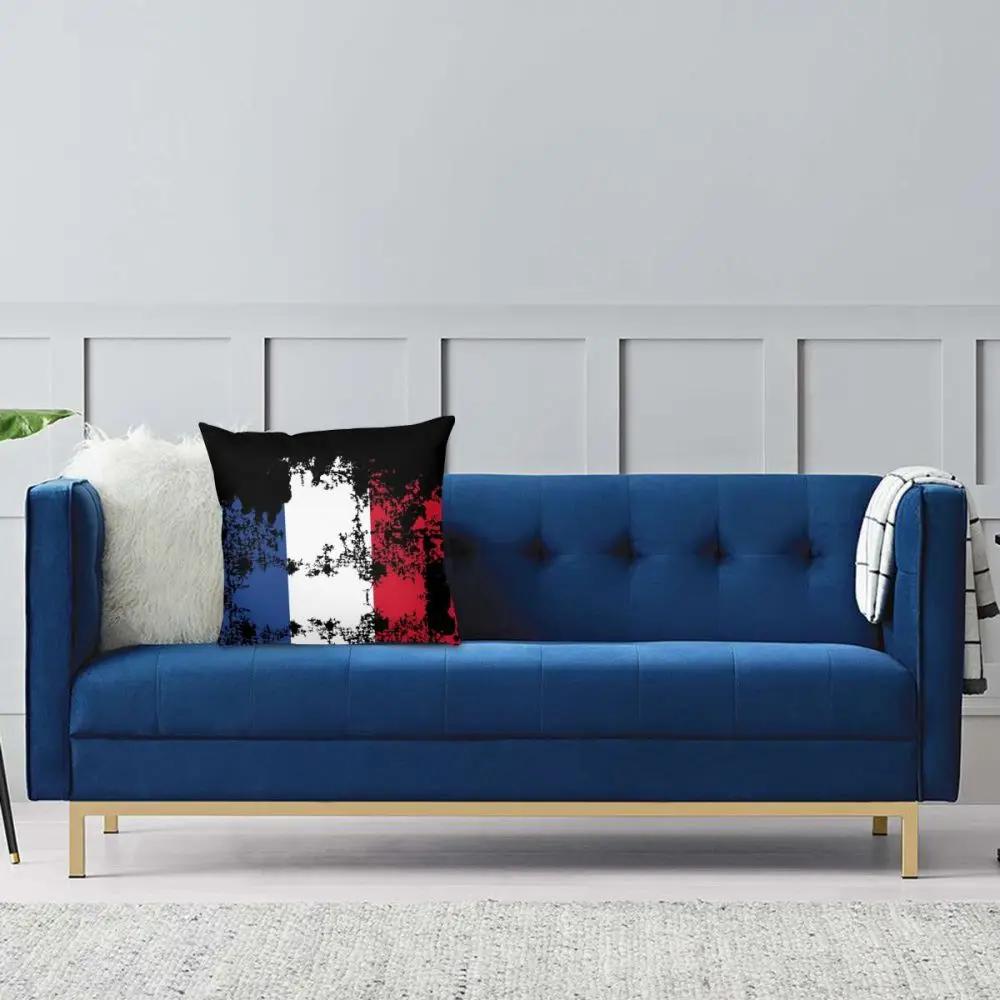 France Flag Graphic Design French Fans Square Pillow Case Cushions for Sofa  Cushion Covers