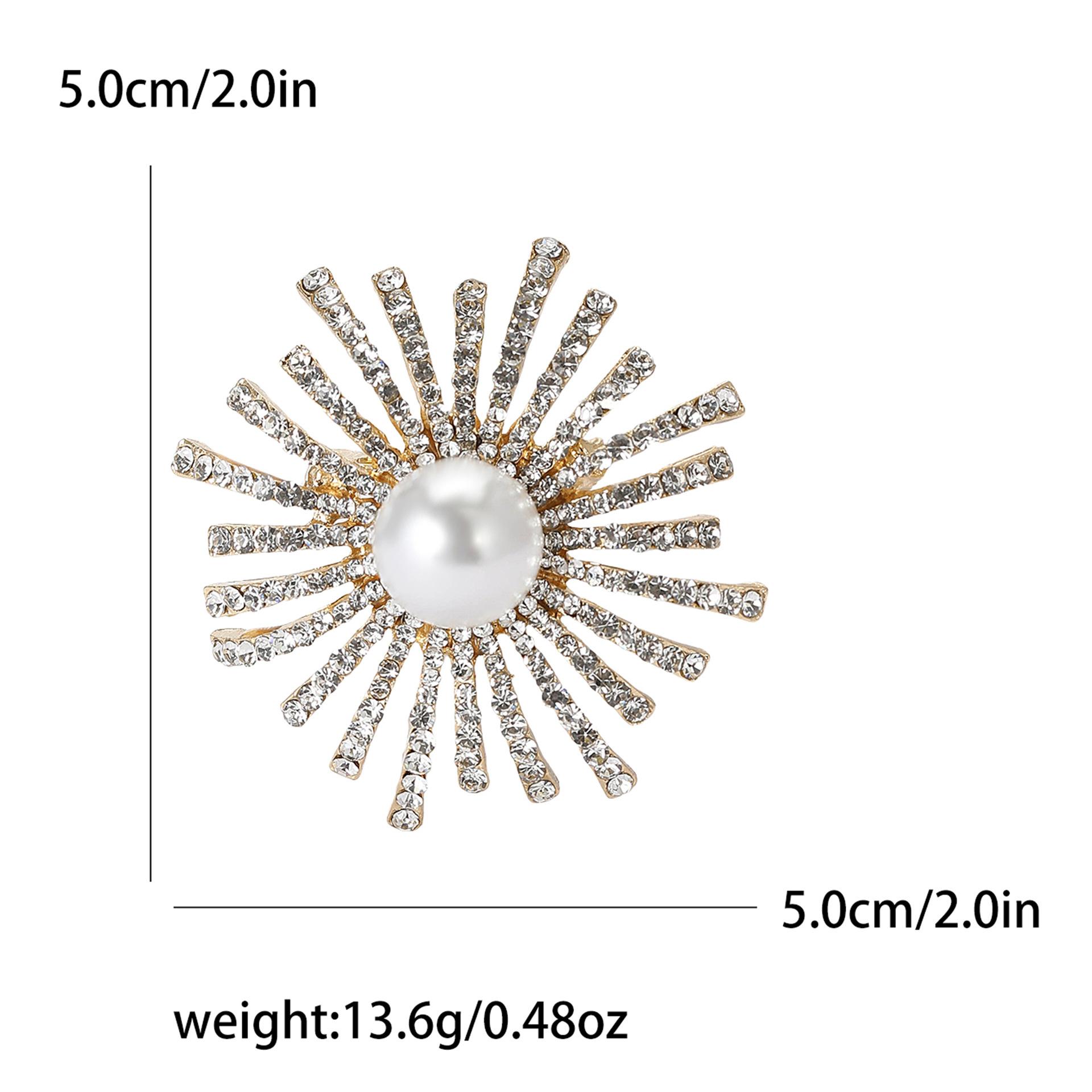 

Модная темпераментная брошь в виде подсолнуха со стразами и жемчугом, простая и высококачественная женская одежда, ювелирное украшение-булавка для корсажа