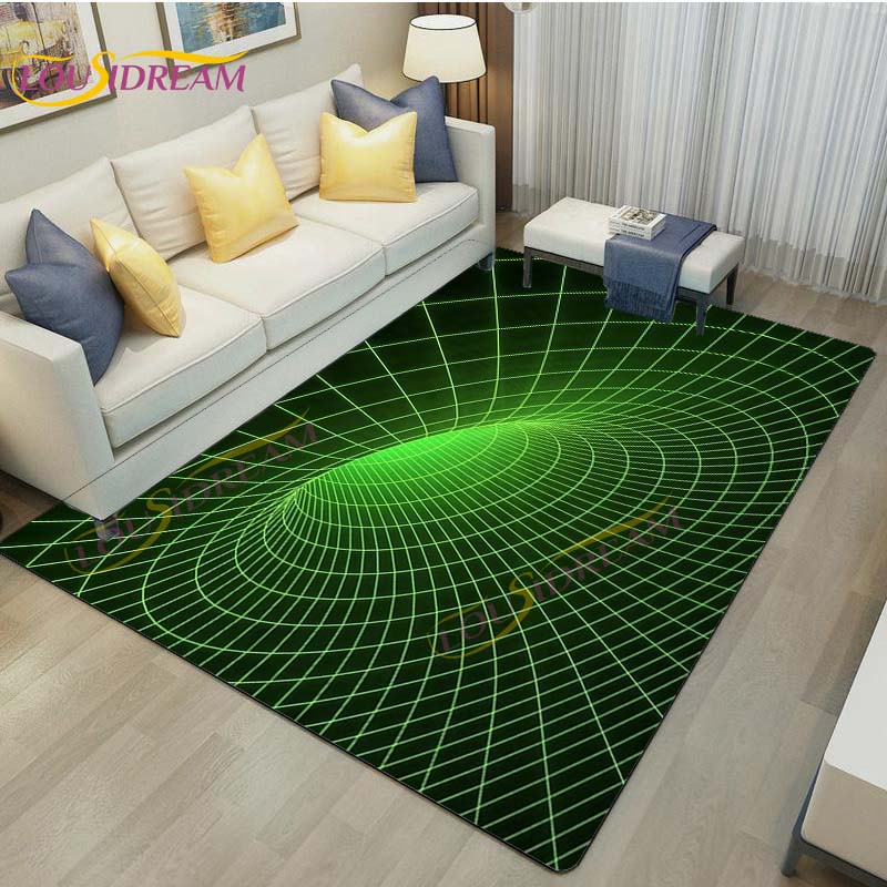 3D Vortex Illusion Rug Abstract Rug Modern Carpets for Living Room Area Rug Non Slip Floor Rug Teen's Rug Game Room Rug Play Mat