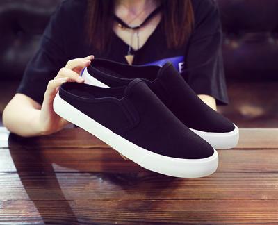 Fashion New Spring/Summer Half Slippers Woman's Canvas Shoes Low Slip-On Shoes Youth Korean Casual Flat Slippers for Women