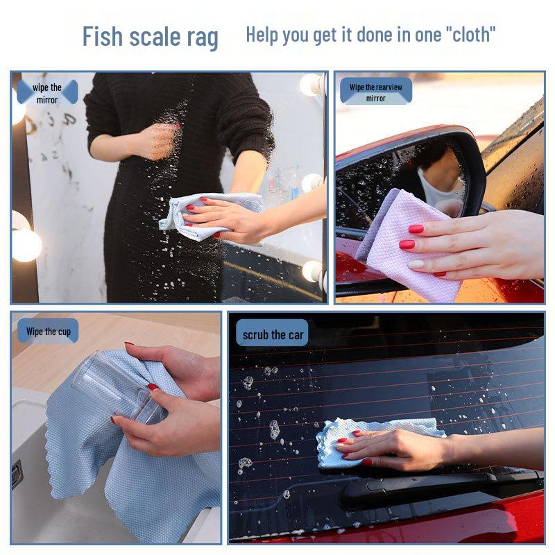 Fish Scale Glass Cleaning Cloth: Streak-Free, Absorbent, Lint-Free, Ideal for Kitchen Degreasing and Household Use