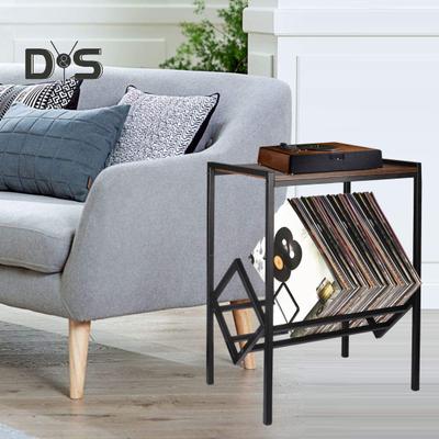 Dvojité vrstvy Vinylový stojan na gramofonové desky Dřevo Zrno Kovová noha pro vysoké zatížení Obývací pokoj Ložnice Kancelář 80 alb Gramofon Úložný stojan na gramofony