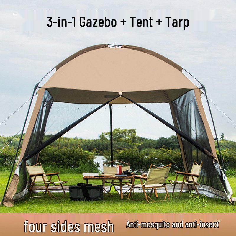 Portable Multi-Person Camping Gazebo Tent with Sunshade & Mosquito Protection