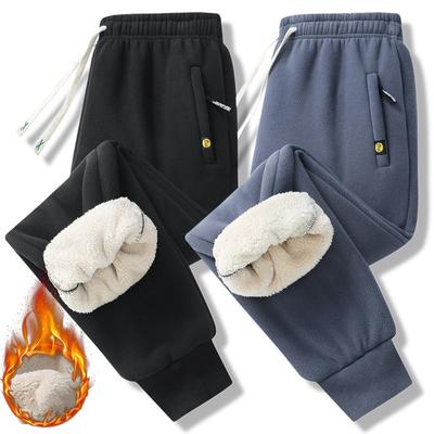 Winter Plus Fleece Polar Fleece + Lamb Fleece Teplé nohavice Pánske módne jesenné a zimné tepláky