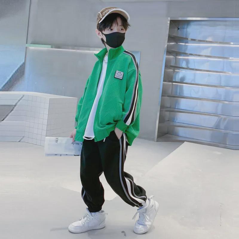 Autumn 2024 Boys' Korean-Style Two-Piece Suit: Trendy Loose Fit for Kids