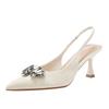 Metal Decoration High-end Pointed Head Thin Heel High Heel Single Shoes Women's Bag Head Sandals Outer Wear Summer