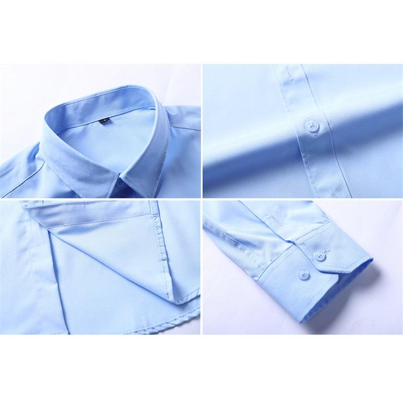 6XL 7XL Men's Classic Long Sleeve Formal Shirt Solid Color Business Office Fashion Black Blue White Dress Shirts Casual Work Top