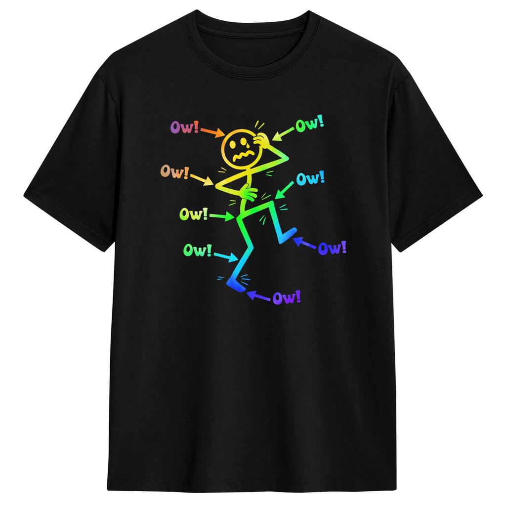 Unisex Unisex T Shirt Ow Ow Ow Funny Chronic Pain Awareness Comedy Stick Character TShirts Harajuku Summer Tees Cotton Clothing
